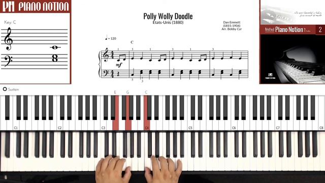 Polly Wolly Doodle (Easy Sheet Music - Piano Solo Tutorial - Piano Notion Method Book 2) смотреть онлайн