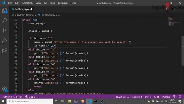 Birthday Calendar Project using Dictionary in Python | Part 17 | Learn Python in Nepali [2020] смотреть онлайн