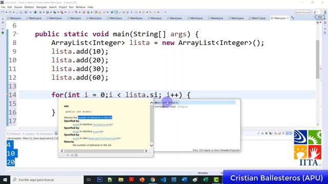 List y ArrayList metodo add size get y recorrer un lista en JAVA PARTE 3/3 смотреть онлайн