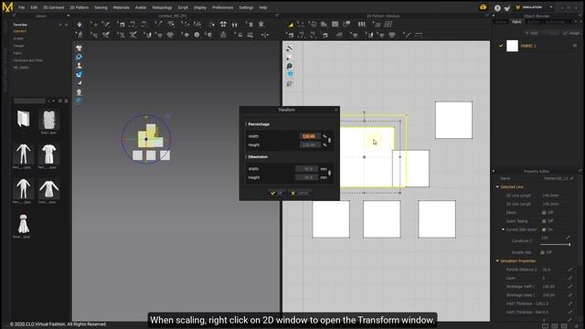 Marvelous Designer 2D Pattern Editing: Transform Pattern