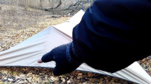 Простое укрытие из тента 3х3 на двух треккинговых палках/ Tarp shelter 3х3 m on trekking poles