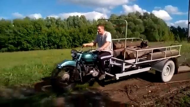 Трицикл из мотоцикла урал в работе . смотреть онлайн