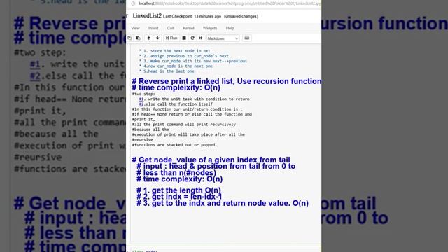 Linked List in python Part 5 ( reverse print, return a given node's value ) смотреть онлайн
