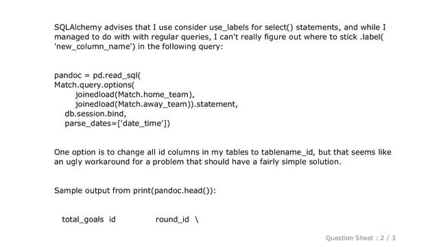 Pandas : SQLAlchemy & pandas: How to query columns with a different label? смотреть онлайн