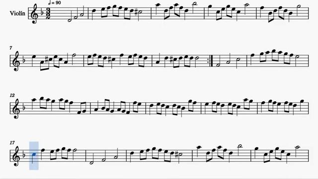 Rondeau Abdelazer Sheet Music for Violin D minor смотреть онлайн