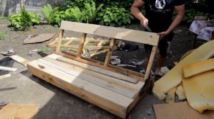 Как переделать старый диван в красивую скамейку своими руками/Скамейка для беседки