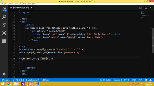 how to search data from database in textbox using PHP MySql смотреть онлайн