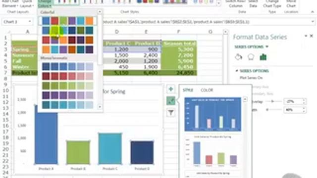 Microsoft Excel 2013 Tutorial 53 Format a Chart Part 2 смотреть онлайн