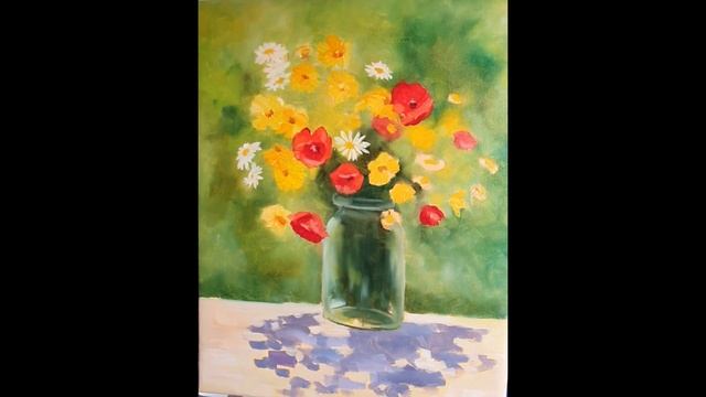 Летний букетик. Как написать летний букет маслом. Summer bouquet. How to paint summer bouquet. смотреть онлайн