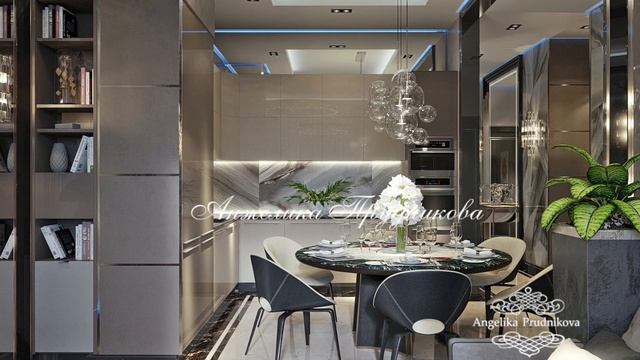 Интерьер кухни-столовой в бежевой гамме смотреть онлайн