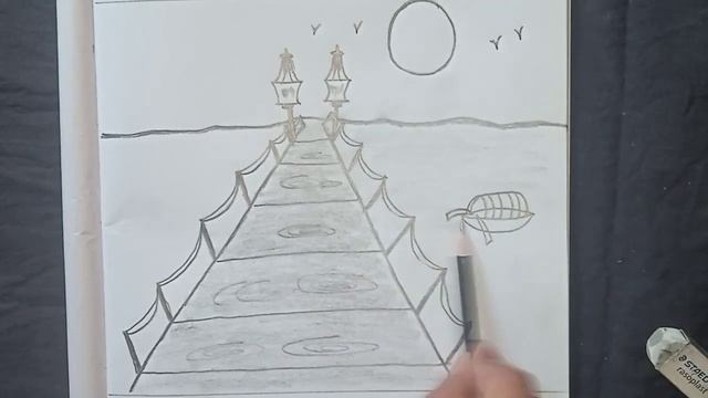 Easy Bridge on sea sketch// scenery drawing easy| pencil to draw @mahroshchannel смотреть онлайн
