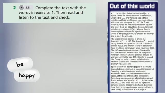 English Plus 9. Module 9.CLIL Physics and chemistry: Satellites and spacecraft. Ex 2 p. 113 смотреть онлайн