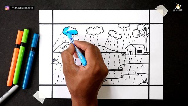 How to Draw Village Rainy Season Easy | Rainy Season Drawing Very Easy | Step By Step by AP Drawing смотреть онлайн