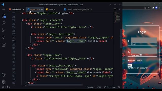 Animated Login Form Using HTML CSS & JavaScript смотреть онлайн