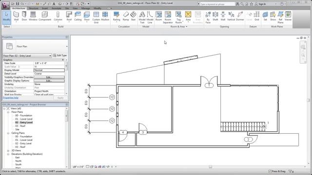Revit LT Getting Started: Creating Stairs and Railings смотреть онлайн