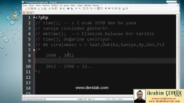 PHP Ders 13 - Time ve Mktime ile Zaman İşlemleri - Derslab.com смотреть онлайн
