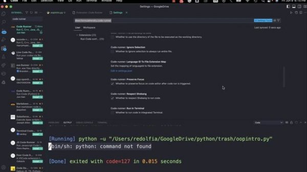PYTHON How to fix zsh command not found PYTHON error in VS CODE