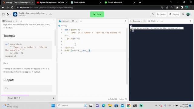 2023 | python for beginners | Docstring in python | Day 28 смотреть онлайн