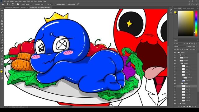 draw BLUE eating carrots in photoshop color part 2 смотреть онлайн