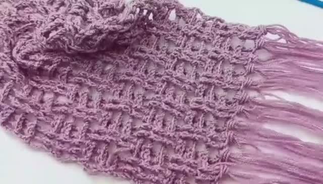 Восхитительный, ажурный узор крючком для палантина, шарфа - Вязание крючком смотреть онлайн