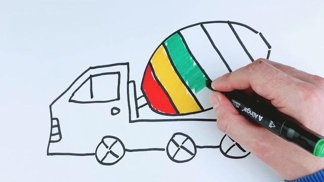 Bolalar uchun beton aralashtirgich chizish/Drawing concrete mixer for children/Рисуем бетономешалка смотреть онлайн