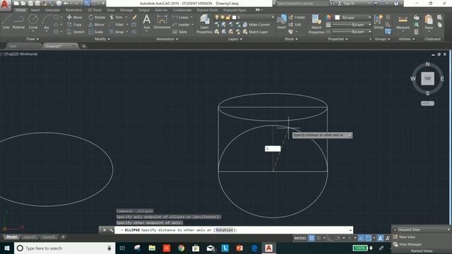 Autocad 2019 tutorial for beginners 12 (How to draw Ellipse use center,axis end,elliptical arc,trim смотреть онлайн