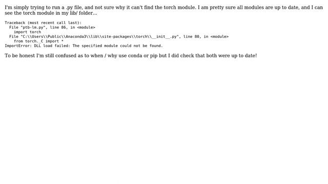 Python can't find torch module смотреть онлайн