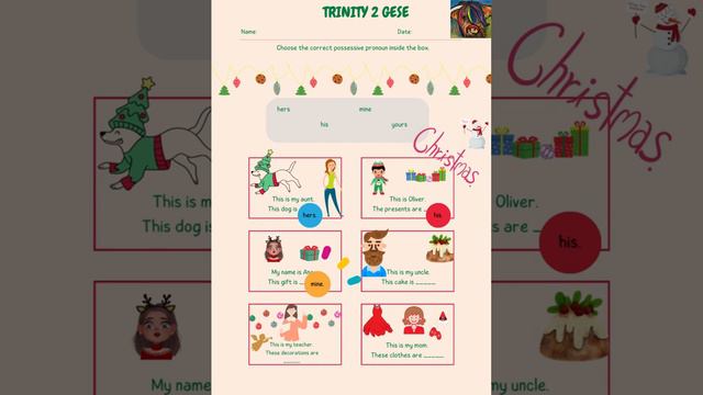 TRINITY 2 GESE. Christmas vocabulary with possessive adjectives and pronouns. Inglés para niños. смотреть онлайн