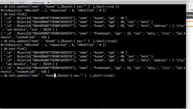MongoDb Tutorial - 17 : How to use $unset to remove attributes from docs смотреть онлайн