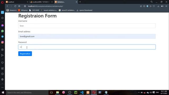 Username & Password length validation in php смотреть онлайн