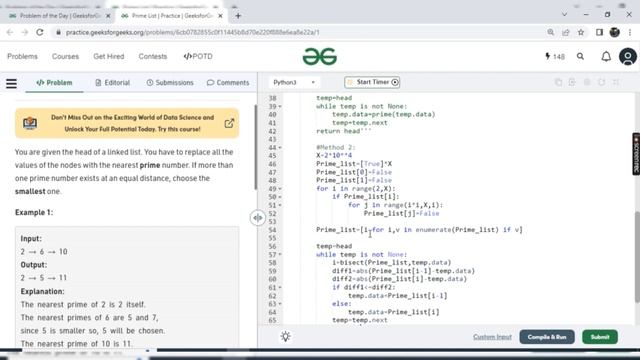 Prime List || 2 approach|| GFG POTD || Feb 12 || python || Linked List || Prime number || Rohan Sha смотреть онлайн