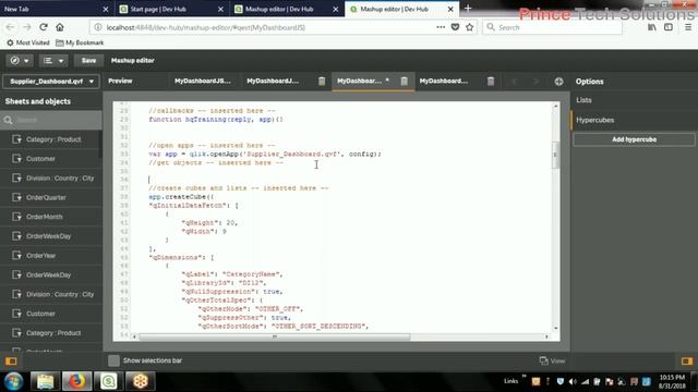 Qlik Sense Tutorial | Creating Qlik Sense Mashup by using Hypercube смотреть онлайн