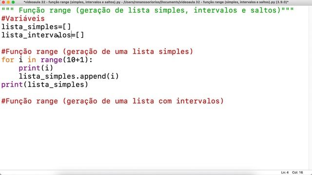Uso da função Range para gerar Listas (simples, intervalos e saltos): PrOgRaMaNdO Python #32 смотреть онлайн