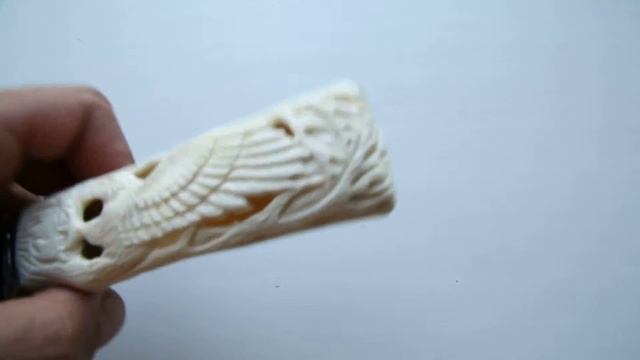 Сокол нож дамасский с ручкой из резного бивня www.knife-klinok.ru смотреть онлайн
