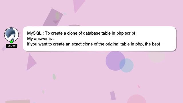 MySQL : To create a clone of database table in php script смотреть онлайн