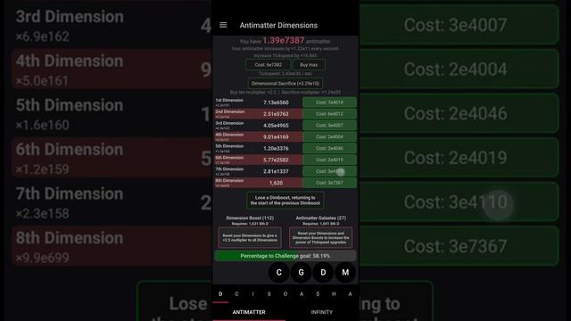 Antimatter Dimensions mobile - IC4 in under 2 minutes with e66 IP смотреть онлайн
