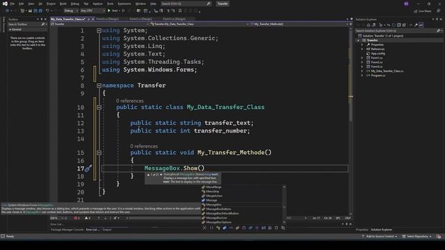 Transfer Data Between Forms Using A Static Transfer Class In C# смотреть онлайн