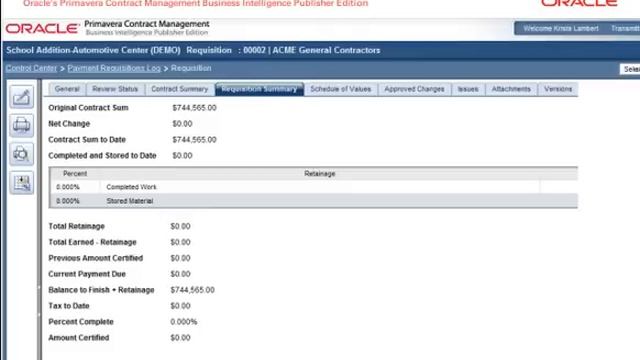 Primavera Contract Management Business Intelligence (BI) Publisher's Edition Demo смотреть онлайн