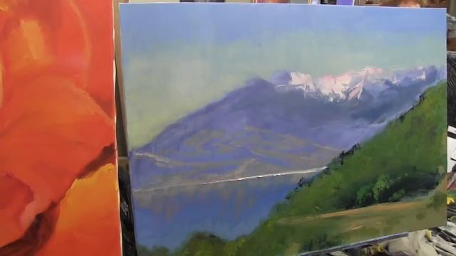 Горный пейзаж , как нарисовать гору, снег, альпийский луг, художник Сахаров смотреть онлайн