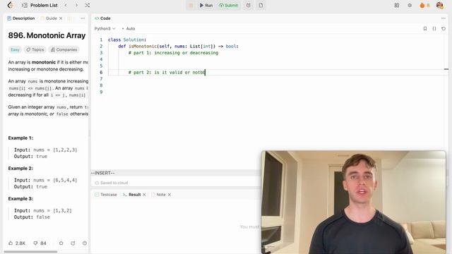Leetcode 896. Monotonic Array - Python tutorial смотреть онлайн