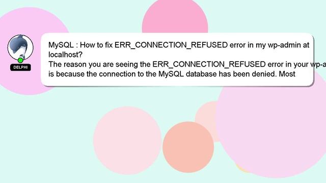 MySQL : How to fix ERR_CONNECTION_REFUSED error in my wp-admin at localhost? смотреть онлайн