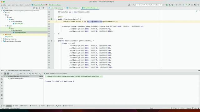 Java hands On Streams API filtering list of localdate objects that fall within summer смотреть онлайн