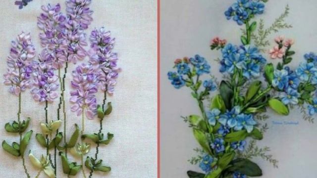 Beautiful Ribbon and silk Embroidered flowers, смотреть онлайн