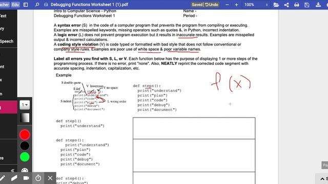 Debugging Functions Worksheet 1 смотреть онлайн