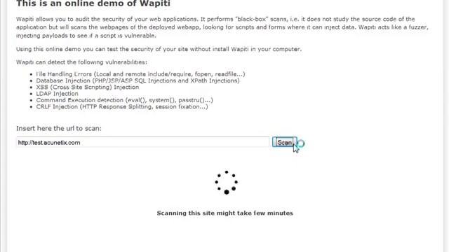 Wapiti Application Vulnerability Scanner / Security Auditor Demo смотреть онлайн