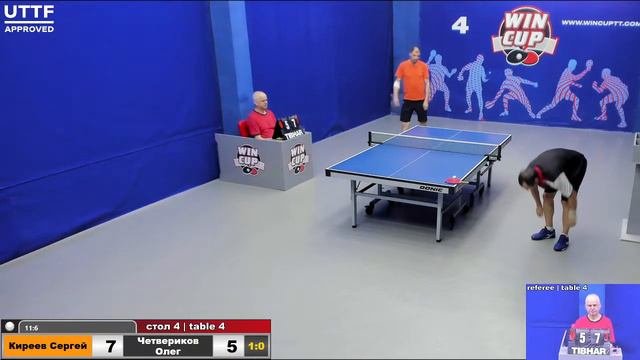 01:30 Киреев Сергей (3:0) Четвериков Олег стол 4 Юг-4 16.07.21 смотреть онлайн