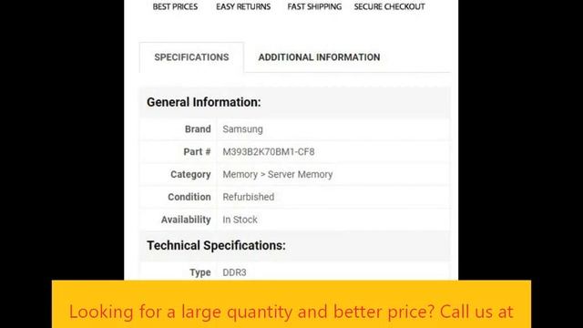 M393B2K70BM1-CF8 Samsung 16GB DDR3 Registered ECC PC3-8500 1066Mhz 4Rx4 Memory смотреть онлайн