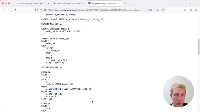 A surprising performance problem with single-element lists for IN vs ANY смотреть онлайн