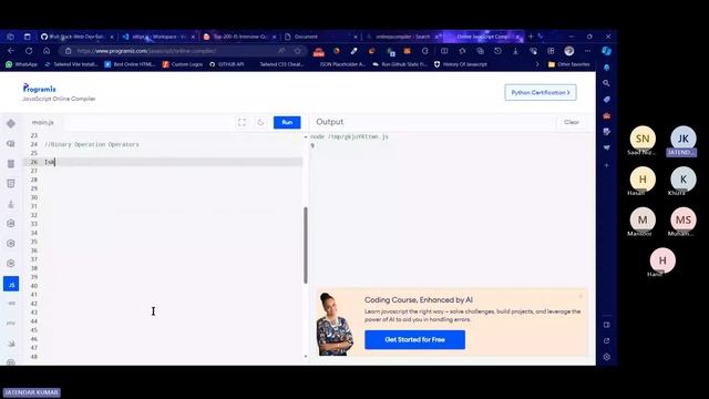 28-Javascript Basics 4- Operators,Operands,Operations,Operator Types,Operator Precedence FSWDC 2023 смотреть онлайн