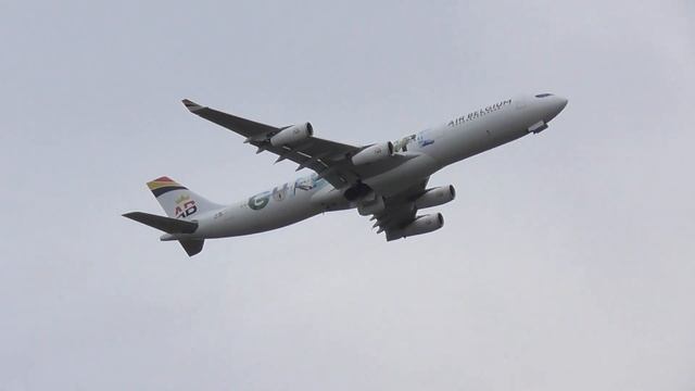 Airbus A340-313 Air Belgium Takeoff Charleroi Airport